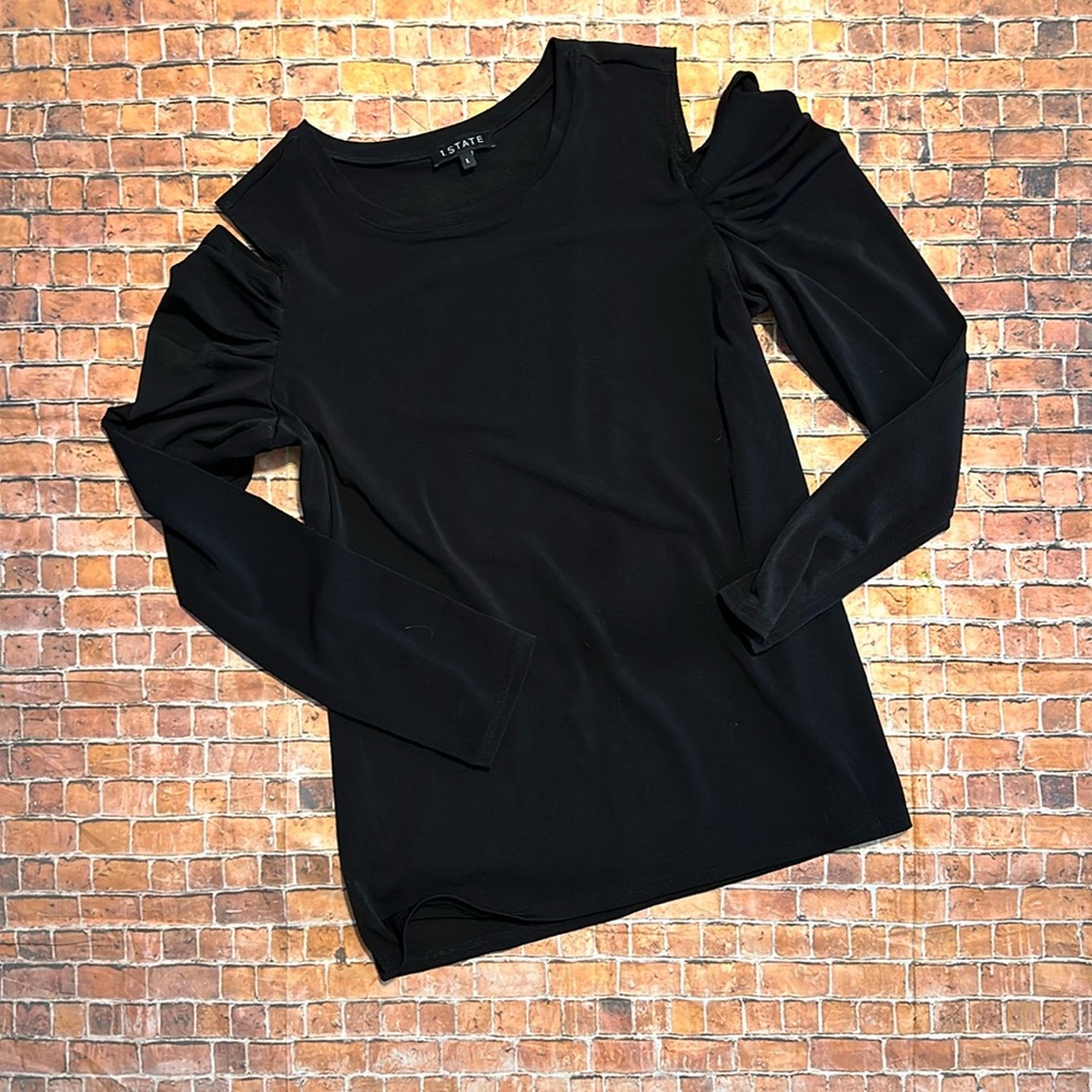 Black Cut Out Shoulder Top